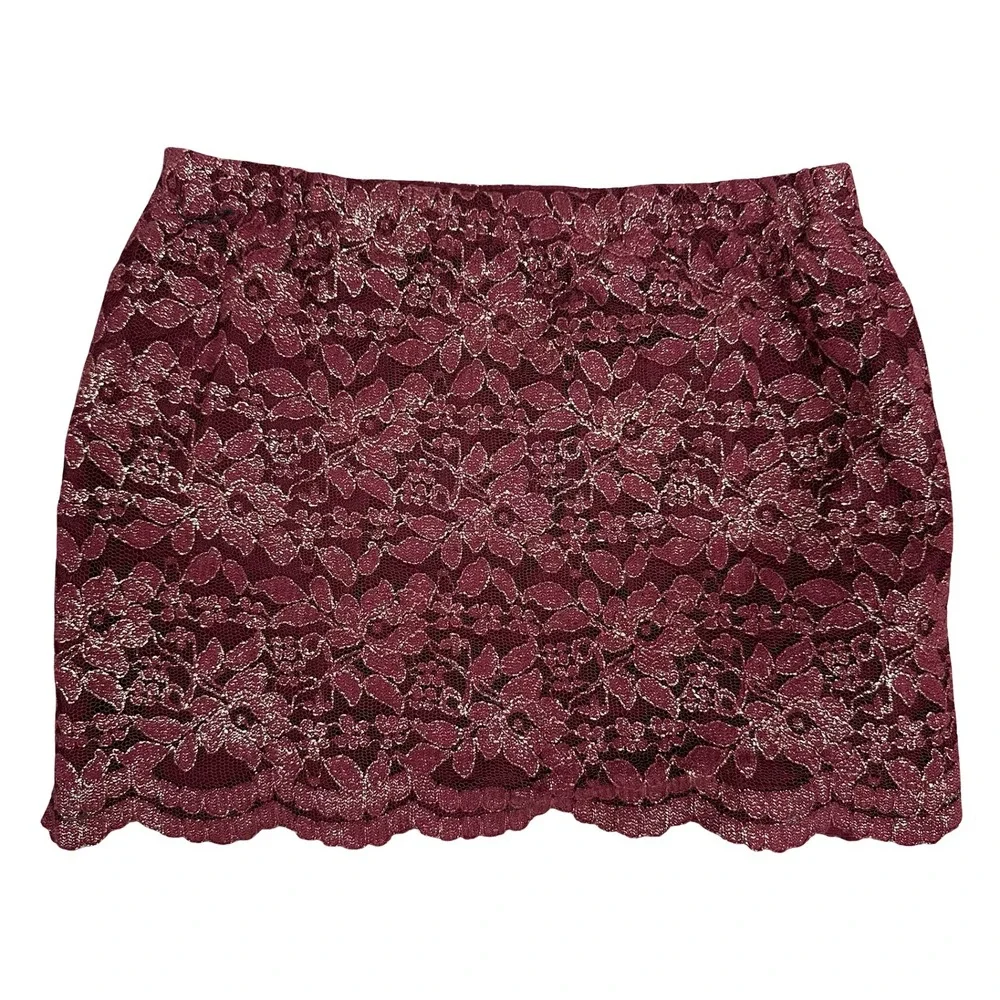 Abercrombie & Fitch Skirt Girls S Burgundy Lace Overlay Scalloped Hem Dressy